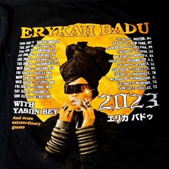 Erykah Badu Unfollow Me Tour 2023 Black Crewneck T-Shirt Women's Size M - Picture 8 of 10